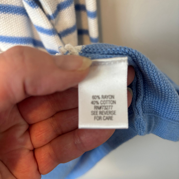 Croft & Barrow Women's 3/4 Sleeve Cotton Knit Sweater Striped Blue, SZ - Picture 7 of 7